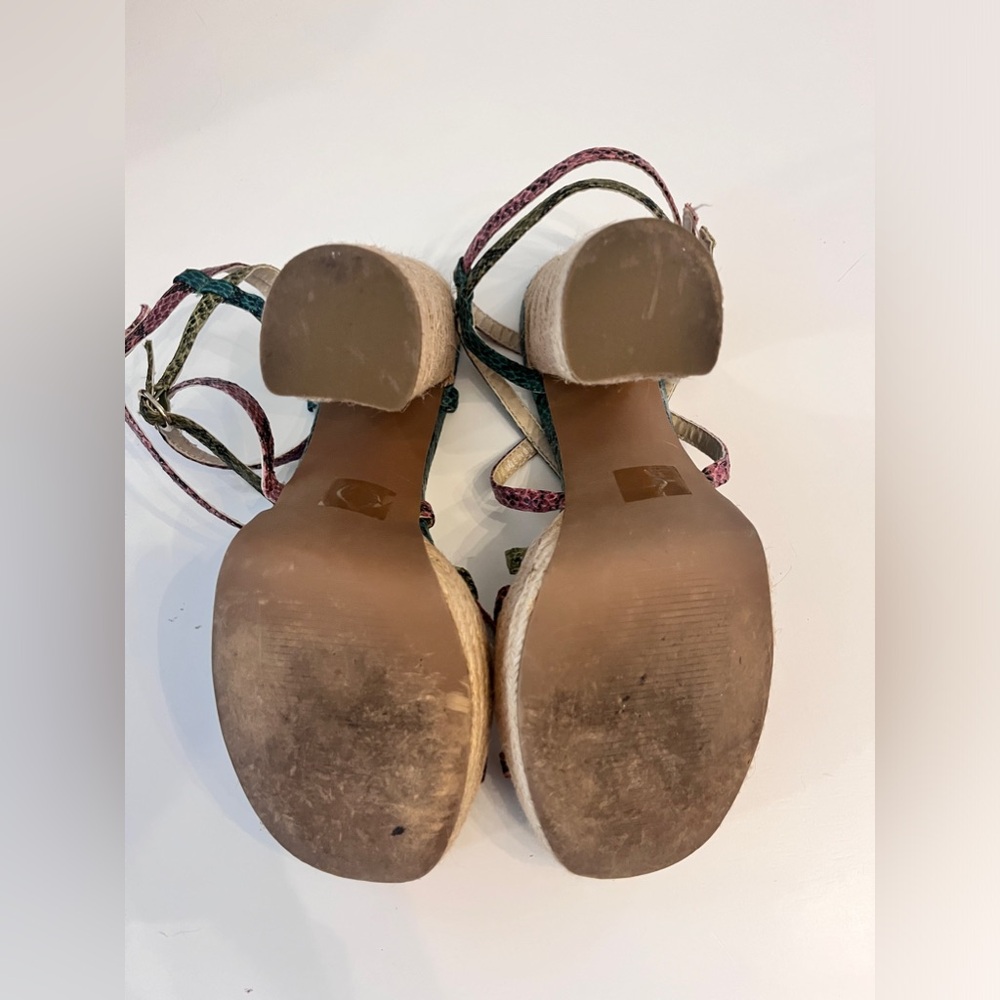 LULU TOWNSWND Multi Colored Leather Snakeskin Platform Heals Size 7 1/2 - Picture 4 of 8